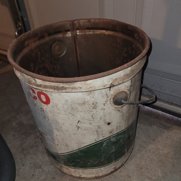 Vintage Texaco 5 Gallon Oil Lube Bucket Can Mancave Trash Can Lubricant - Picture 4 of 5